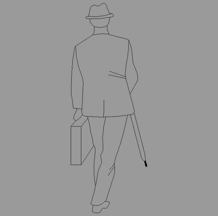 Bloque Autocad Vista de Hombres 04 en Alzado detallado